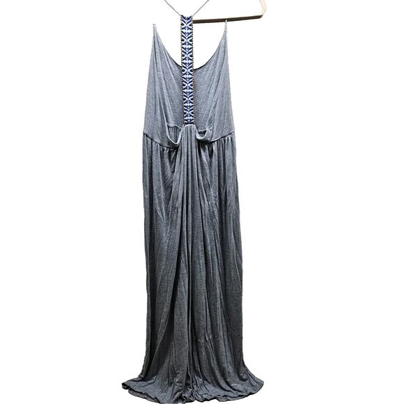 FINN & CLOVER Womens Gray Beachy Boho Open Back Maxi Dress Size Large - Picture 2 of 5
